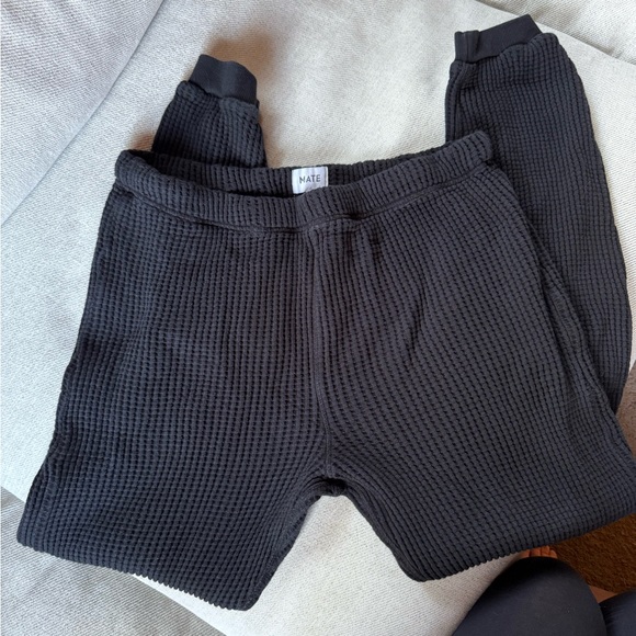 MATE the Label Pants - MATE the Label Organic Black Waffle-Knit bottoms